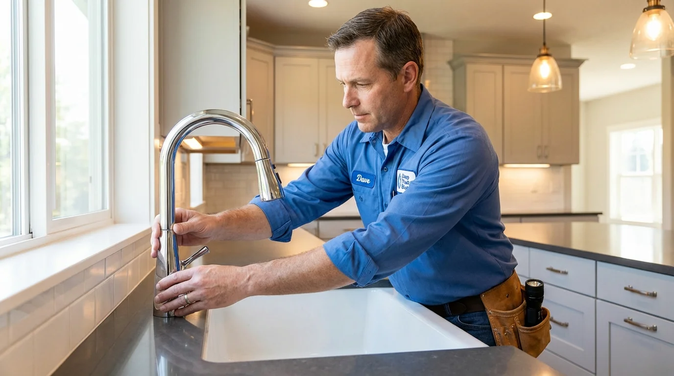 Kitchen faucet installation by Johns Plumbing LLC in Mechanic Falls